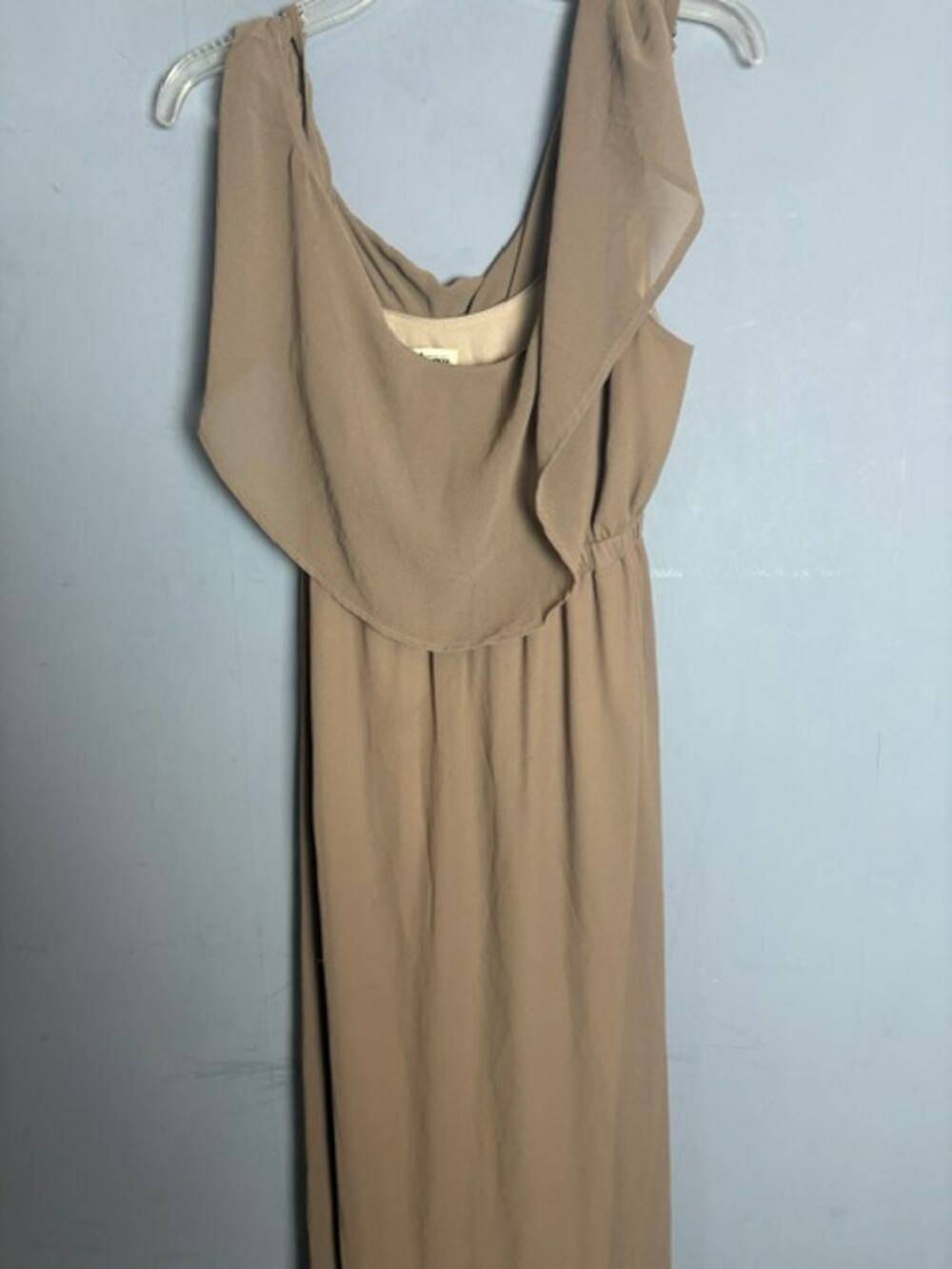 Mumu Womens Taupe Draped Neck Maxi Dress Size Medium